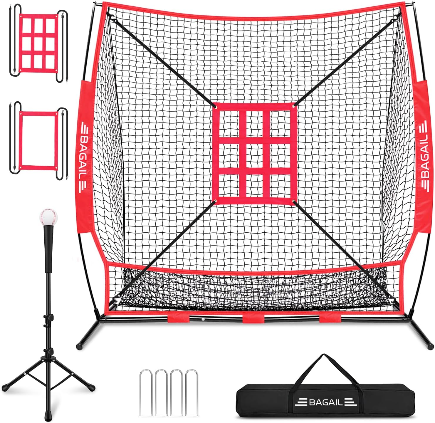 BAGAIL 7x7 ft Baseball & Softball Practice Net for All Levels