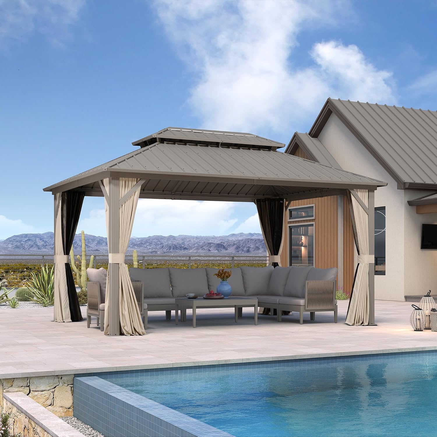 Champagne Hardtop Gazebo | Weatherproof Outdoor Haven