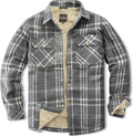 Men's Sherpa Lined Cotton Flannel Shirt Jacket Plaid (Style YTPT)