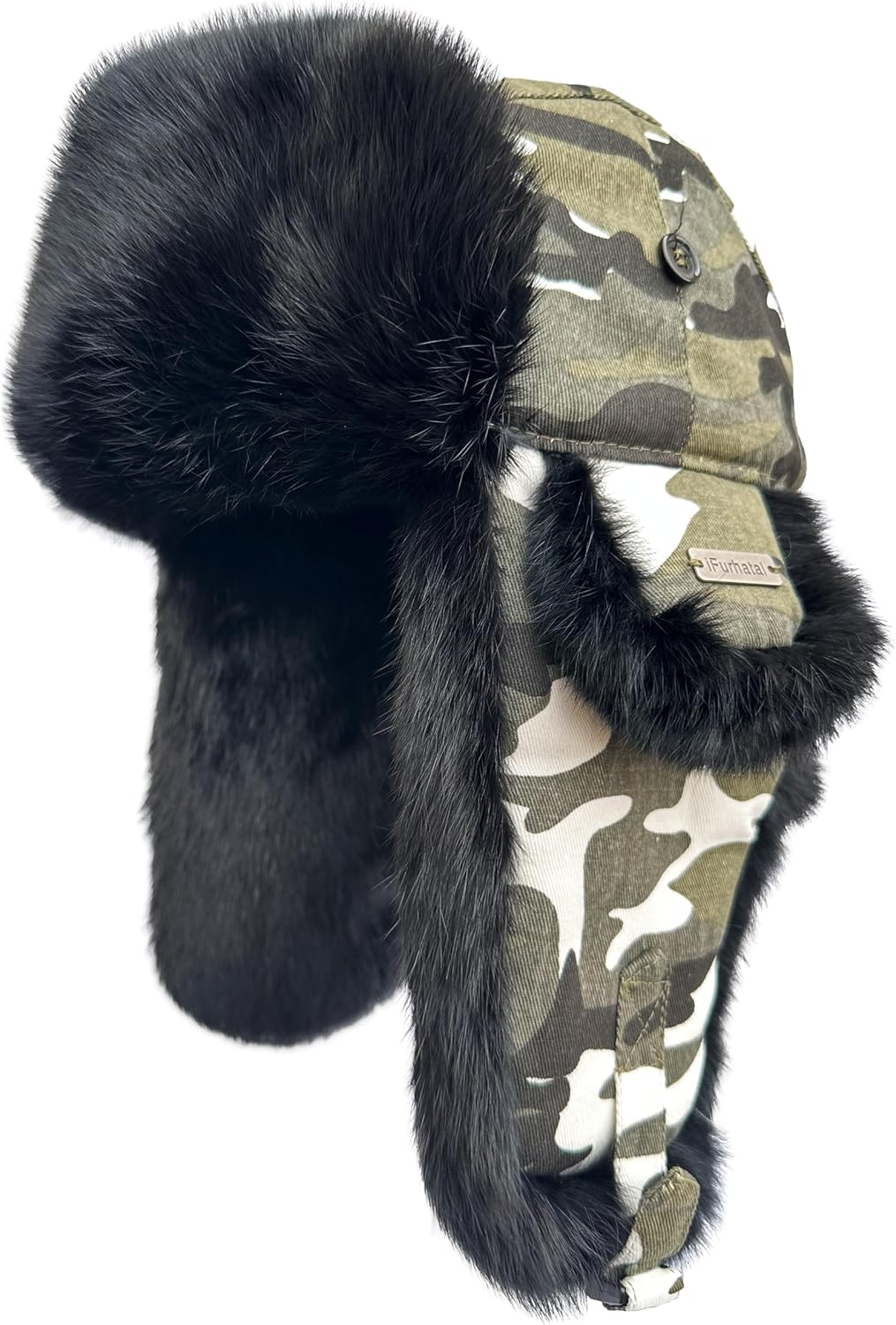 100% Real Rabbit Fur Winter Trapper Hat for Men and Women