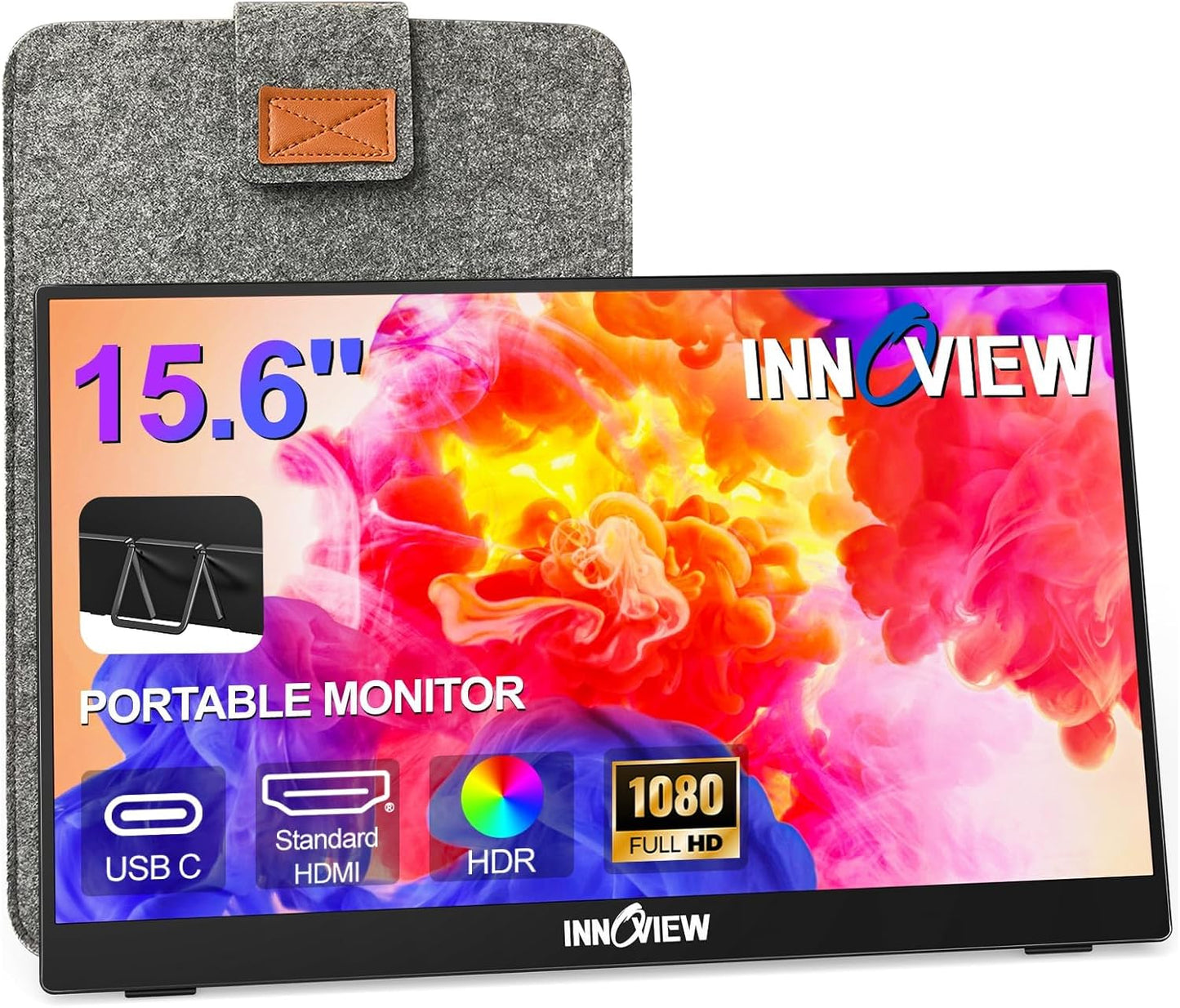 InnoView 15.6 1080P Portable Monitor + Protective Sleeve