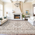 Washable 9x12 Large Area Rug Cream/Beige - Soft, Machine Washable Mat