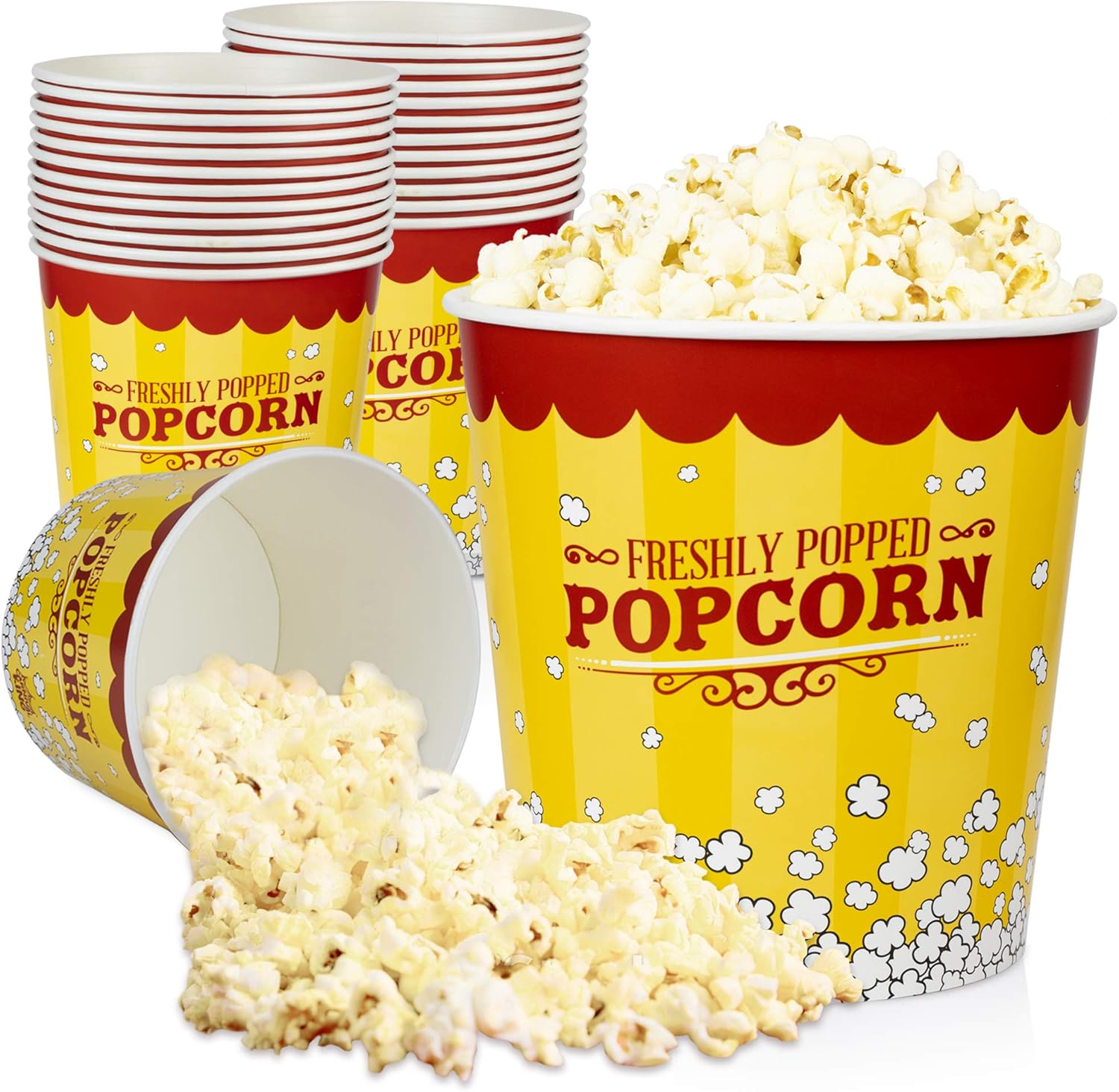 Fit Meal Prep 25 Pack Large Popcorn Buckets for Movie Nights