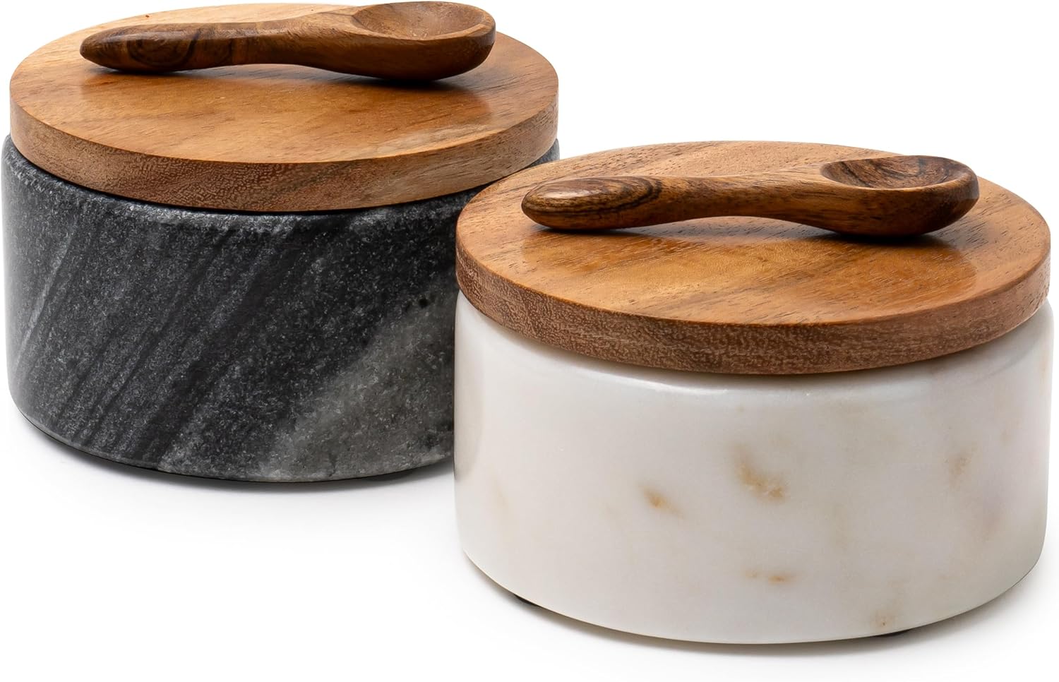 Elegant Handcrafted Marble Salt and Pepper Bowls Set of 2