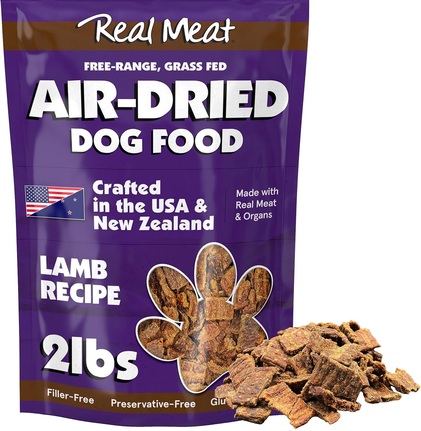 Real Meat Air Dried Dog Food with Real Lamb - 2lb Bag