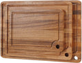 Acacia Wood Cutting Boards Set of 3 - Durable Reversible Chopping