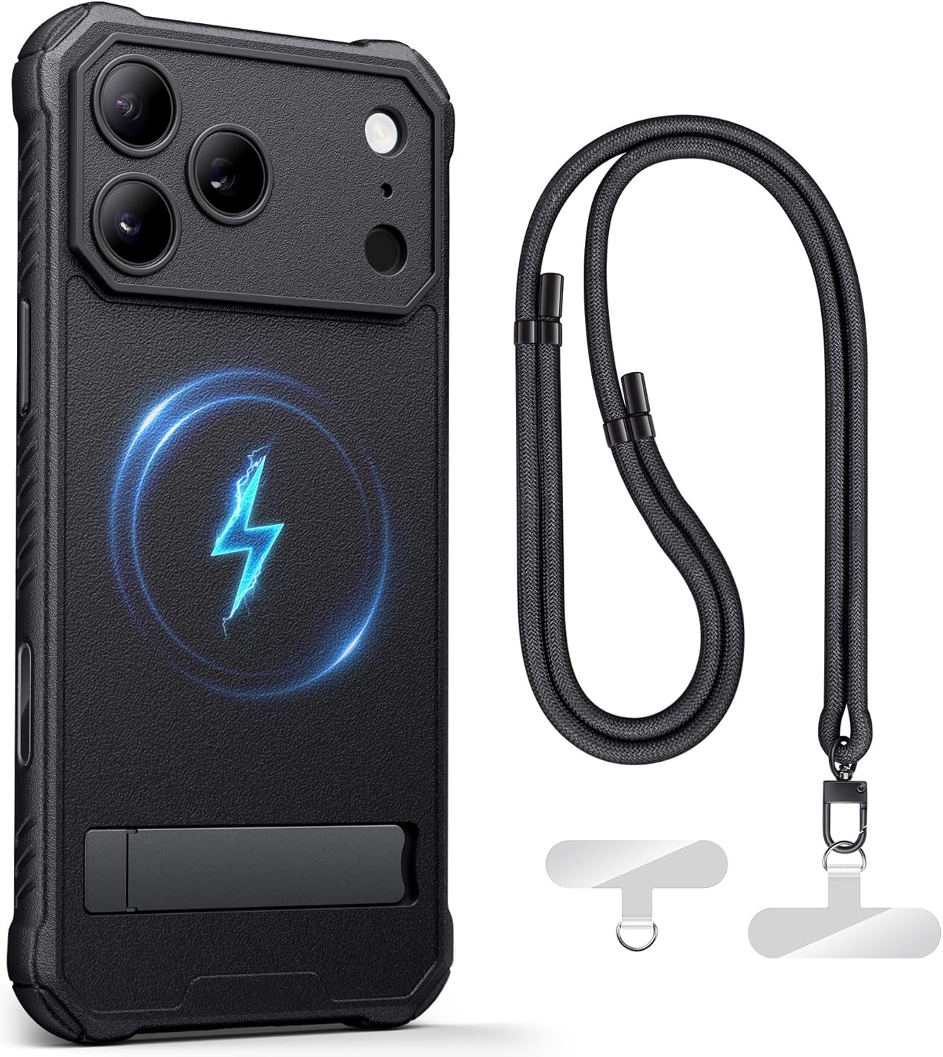Magnetic iPhone 17 Pro Case with Lanyard and Stand Features