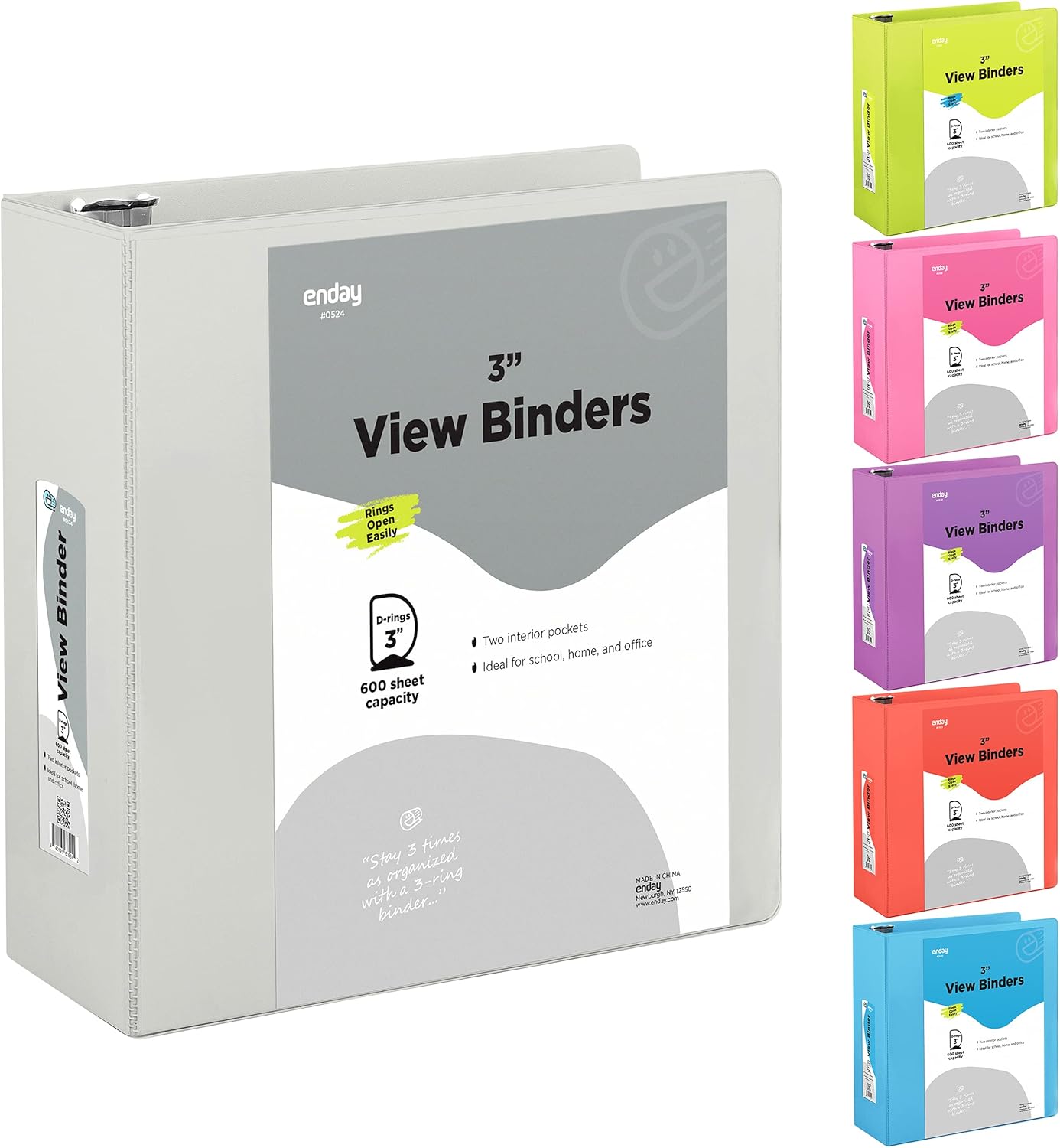 3 Inch Slant D-Ring Binder with Clear View Cover and Pockets