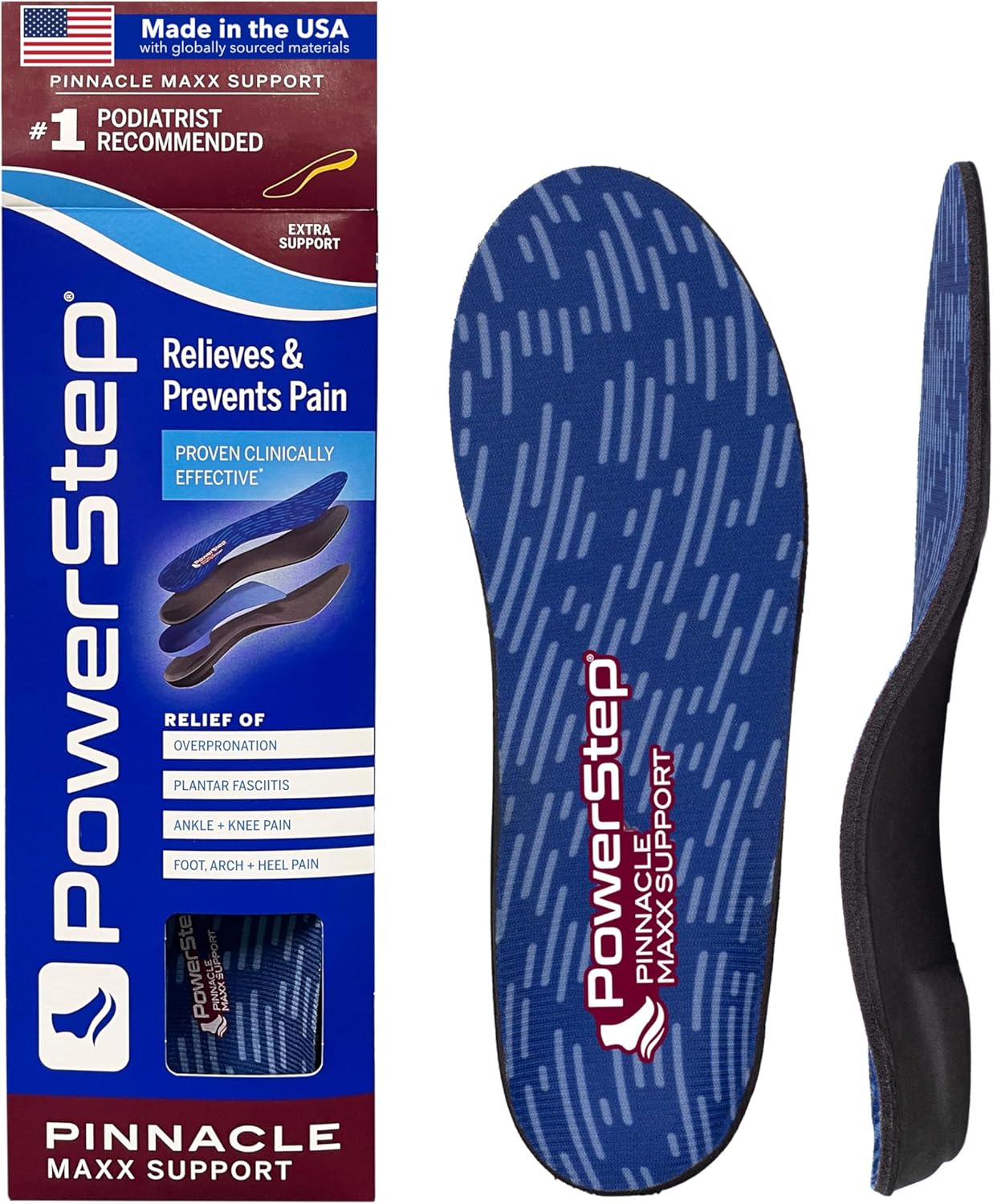 PowerStep Pinnacle Maxx Orthotic Insoles for Overpronation Relief
