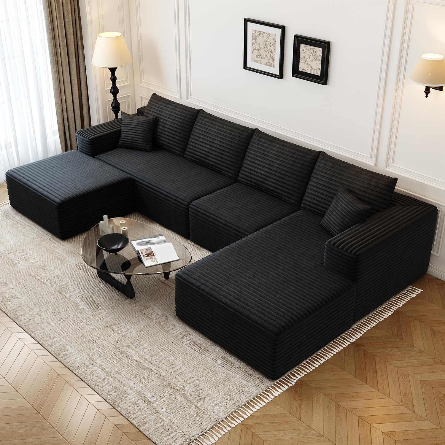 135.4 Cloud Modular Sectional Couch with Ottoman for Comfort