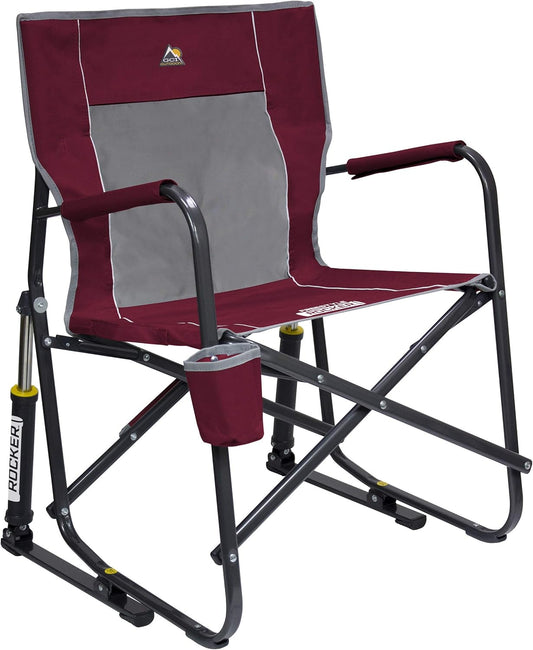 Portable Rocking Camping Chair | Solid Armrests & Backrest, Drink Holder