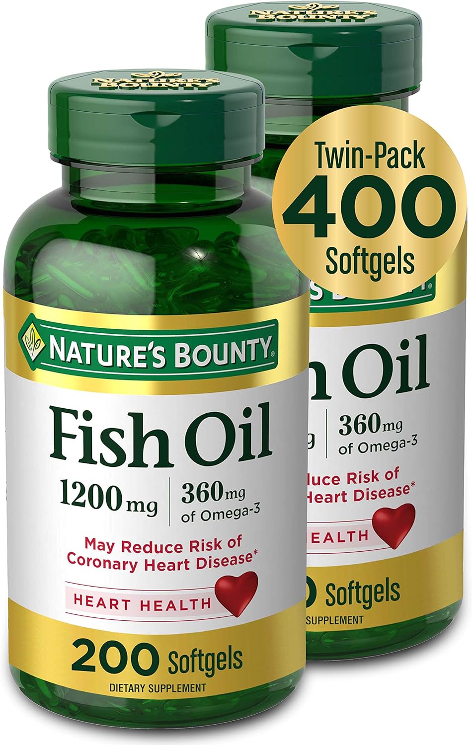 Nature's Bounty Fish Oil Softgels with 360mg Omega-3 for Heart Health