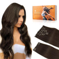 DOORES Clip in Hair Extensions Light Dark Brown 24 in - Super Thick