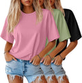 Huukeay 3 Pack Women's Half Sleeve T-Shirts - Soft Stretch Tunic Tops