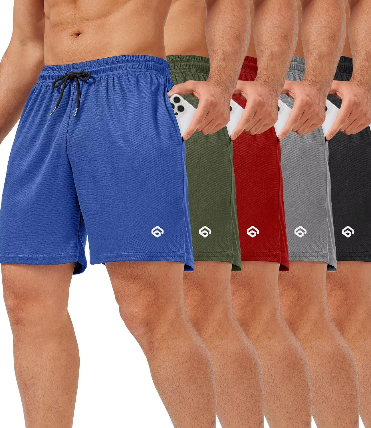 5 Pack Gym Shorts Men 5 Inch Quick Dry Lightweight Athletic Wear