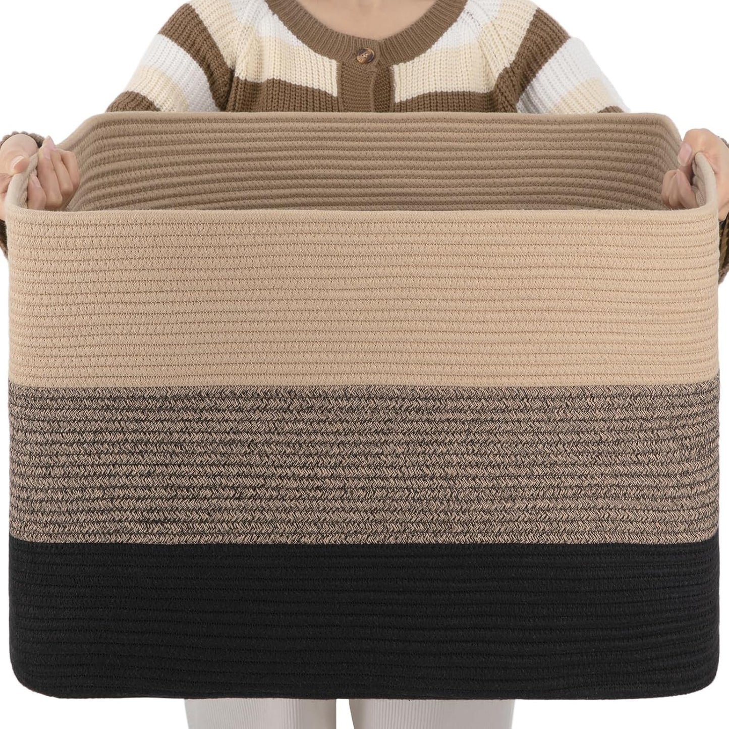 Large Cotton Rope Basket for Storage - 108L Woven Toy Basket