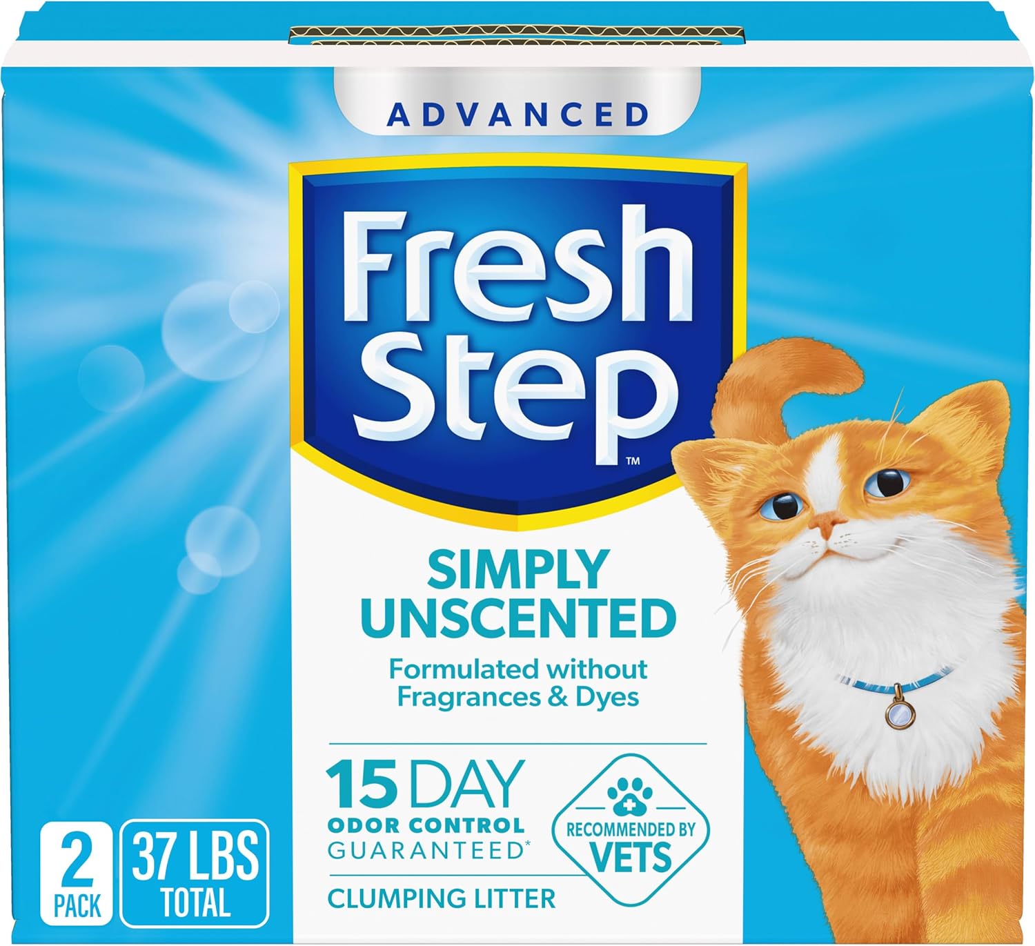 Odor-Fighting Fresh Step Clumping Litter, 37 lbs (2 x 18.5 lb) - Unscented Formula