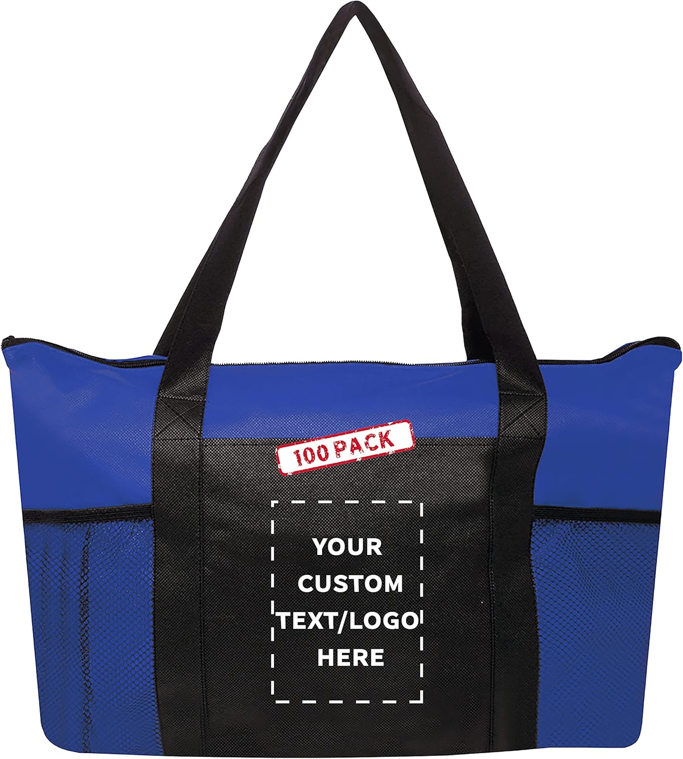 100 Zippered Non-Woven Tote Bags Set - Customizable and Durable