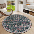 Moroccan Trellis Washable Round Rug 4ft - Soft, Non-Slip Vintage Style
