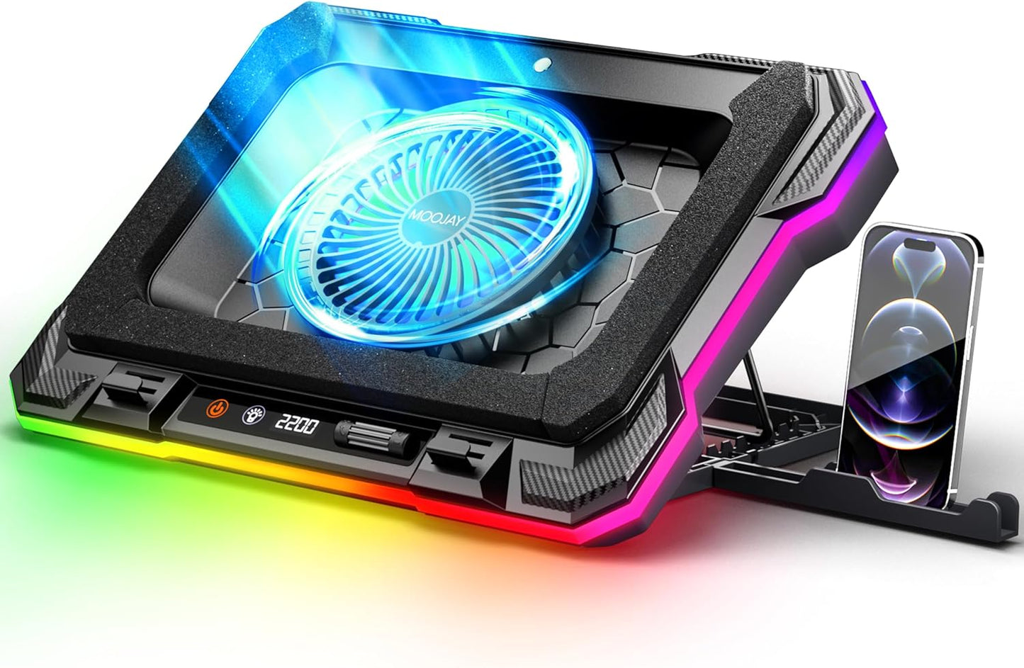 Laptop Cooling Pad with Turbo Fan and RGB Lighting for Gamers