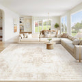 Area Rug 9x12 Washable Rug Vintage Boho Medallion - Soft & Non-Slip