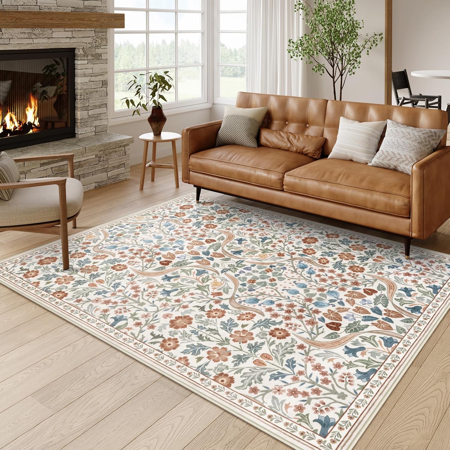 Moynesa Floral 5x7 Area Rugs for Living Room and Bedroom
