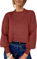 Womens Cropped Sweater Oversized Crewneck Pullover - Cozy Fall Fit