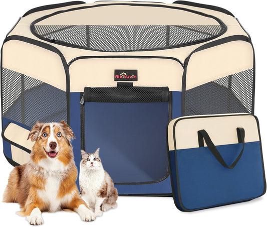 Aivituvin Portable Pet Playpen with Shade Cover