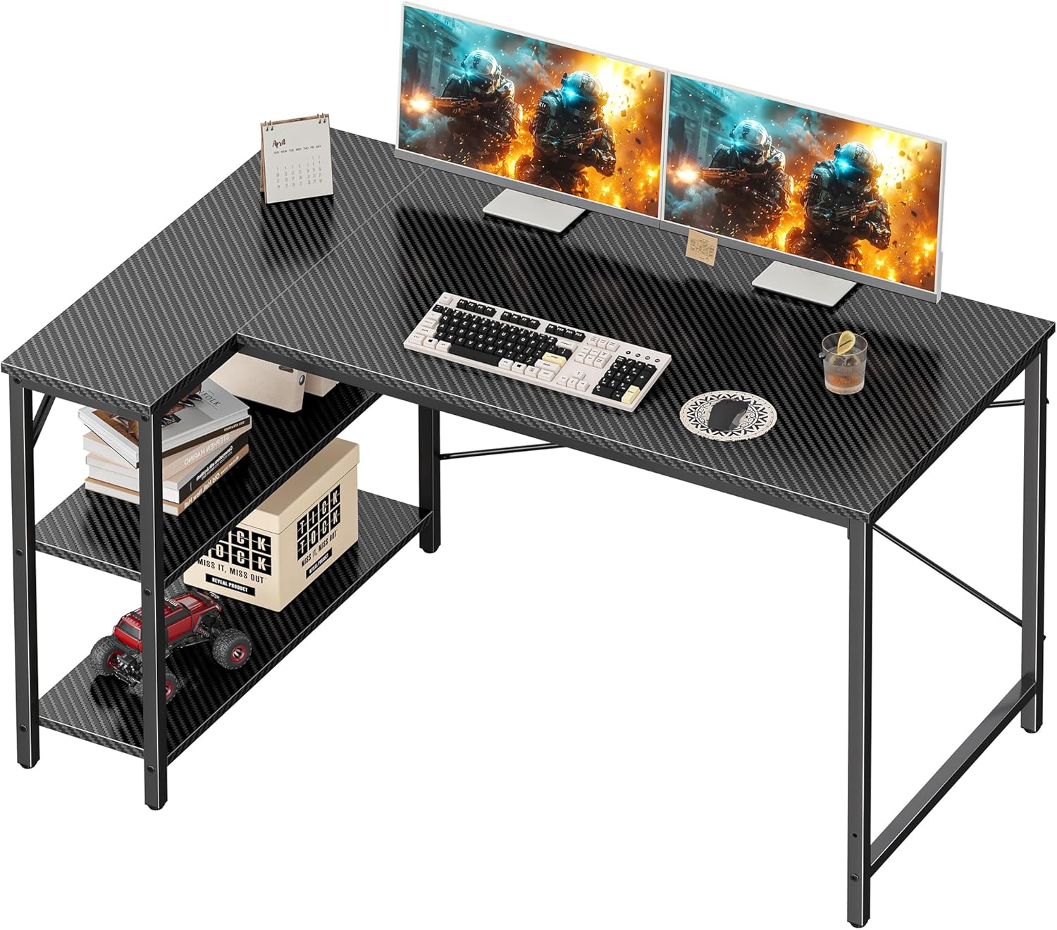 Huuger L Shaped Desk for Gaming & Home Office with Storage