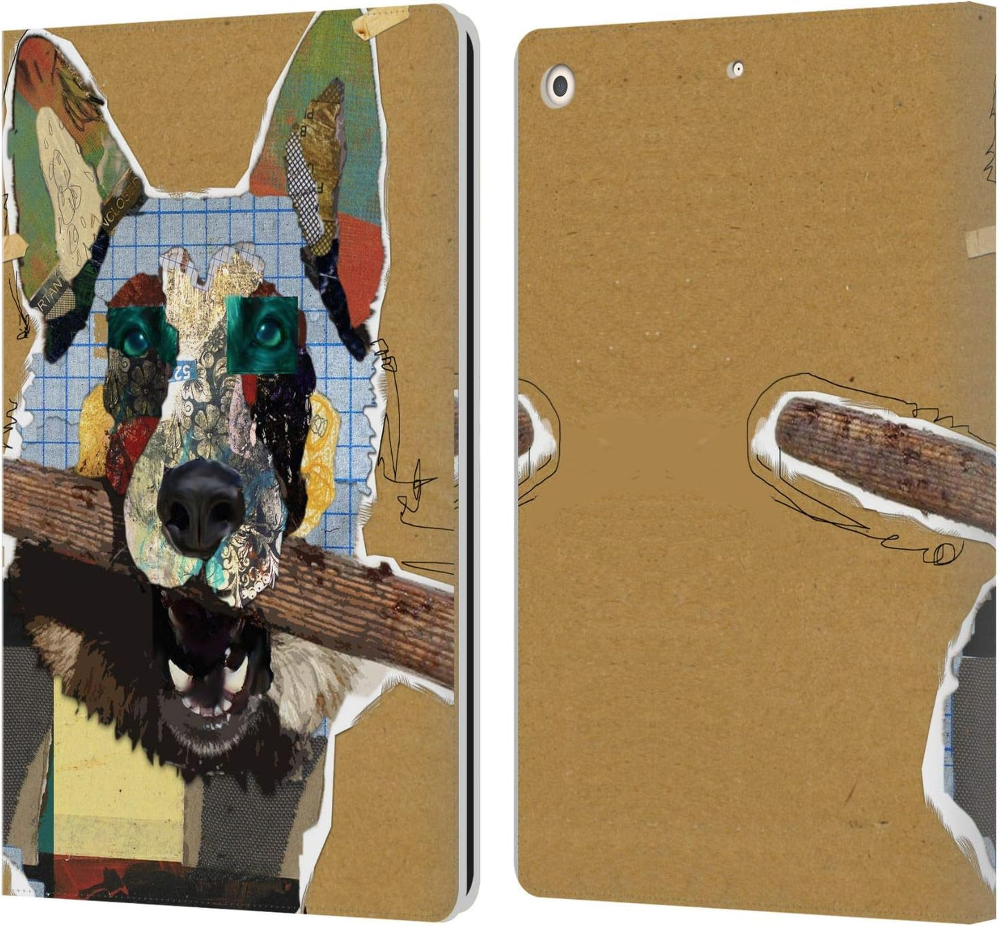 Michel Keck German Shepherd Dogs Leather Wallet Case for iPad