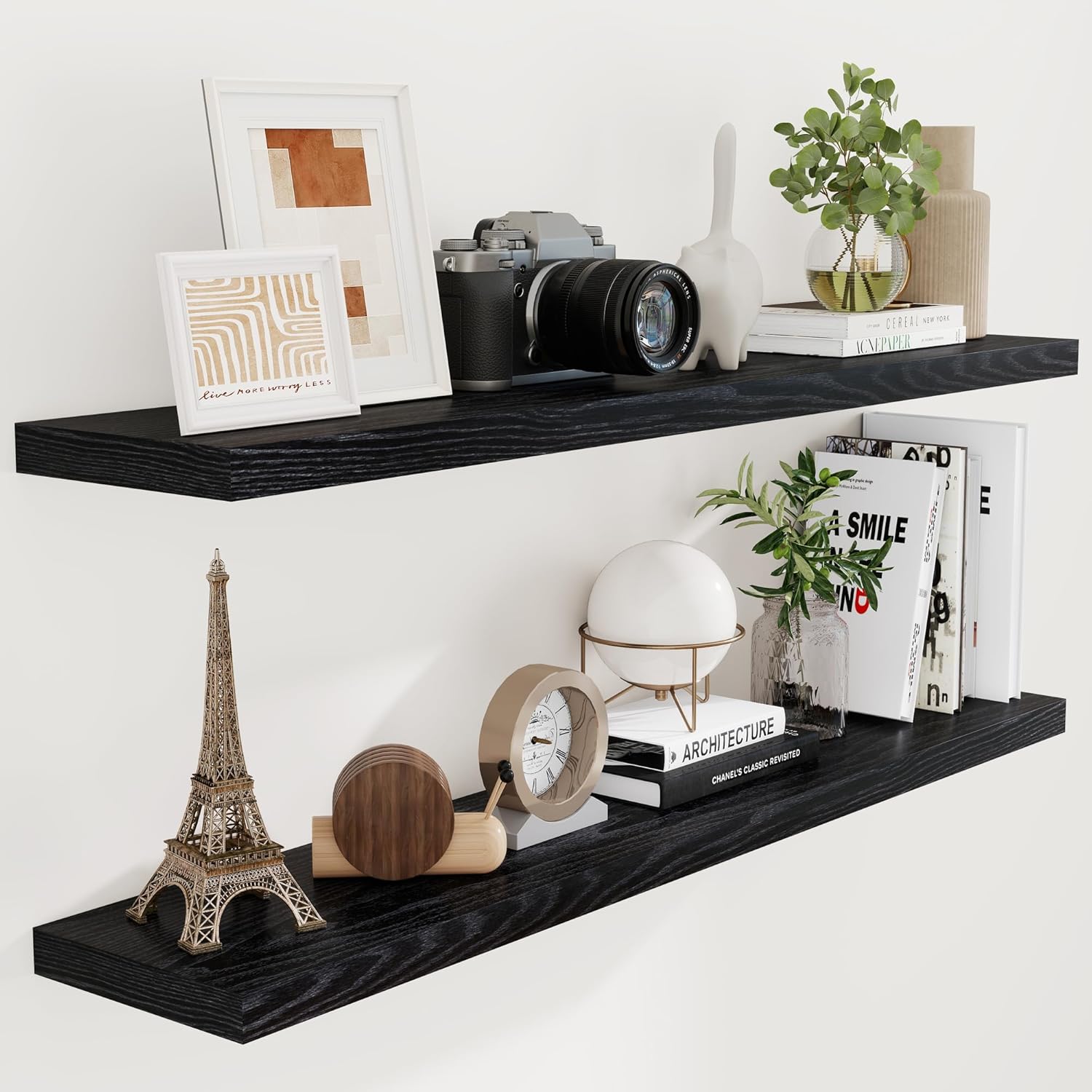 Floating Shelves Set of 2, 55 Inch Rustic Wood Wall Decor