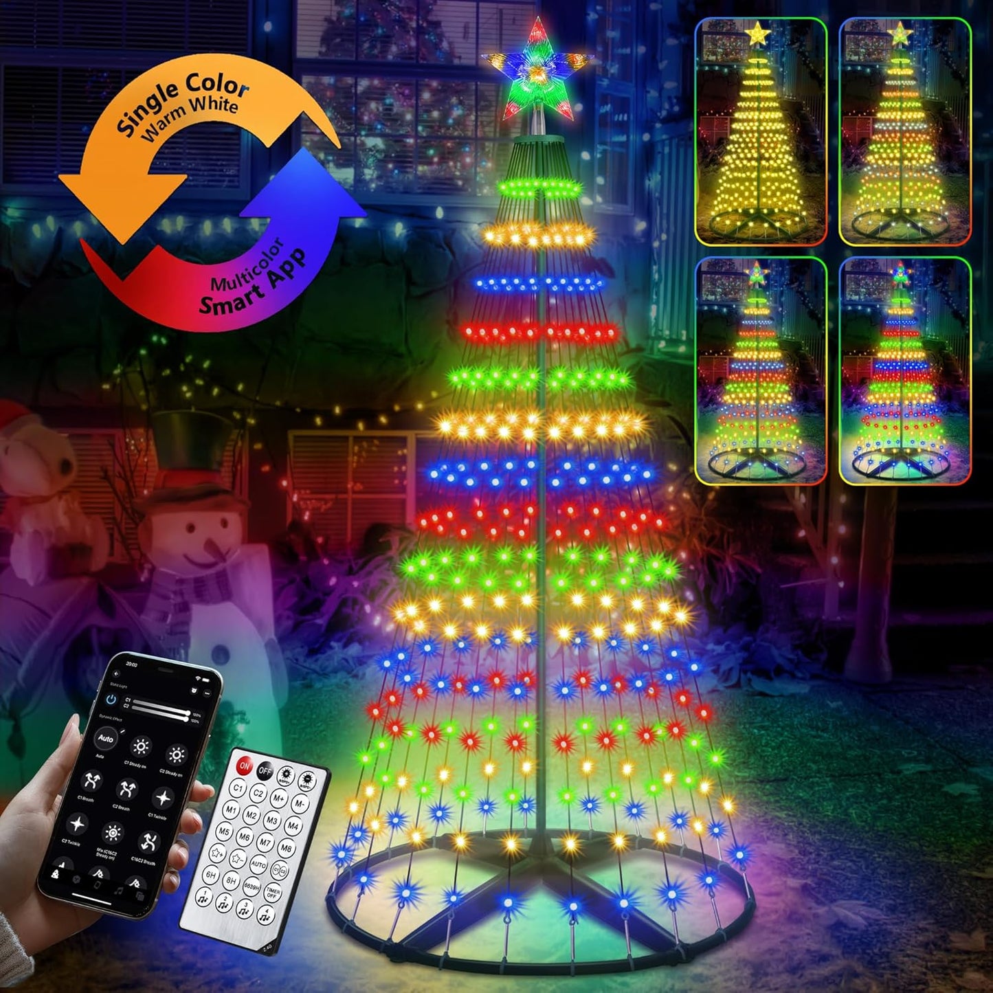 30+ Modes Smart Prelit Christmas Cone Tree with Lights for Festive Joy