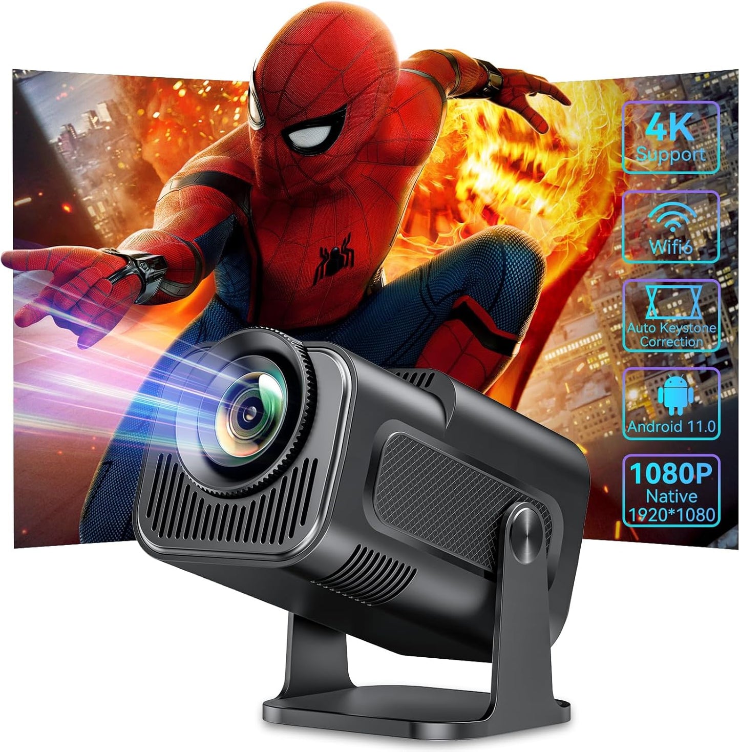 Ultra HD Portable Mini Projector with Android 11.0