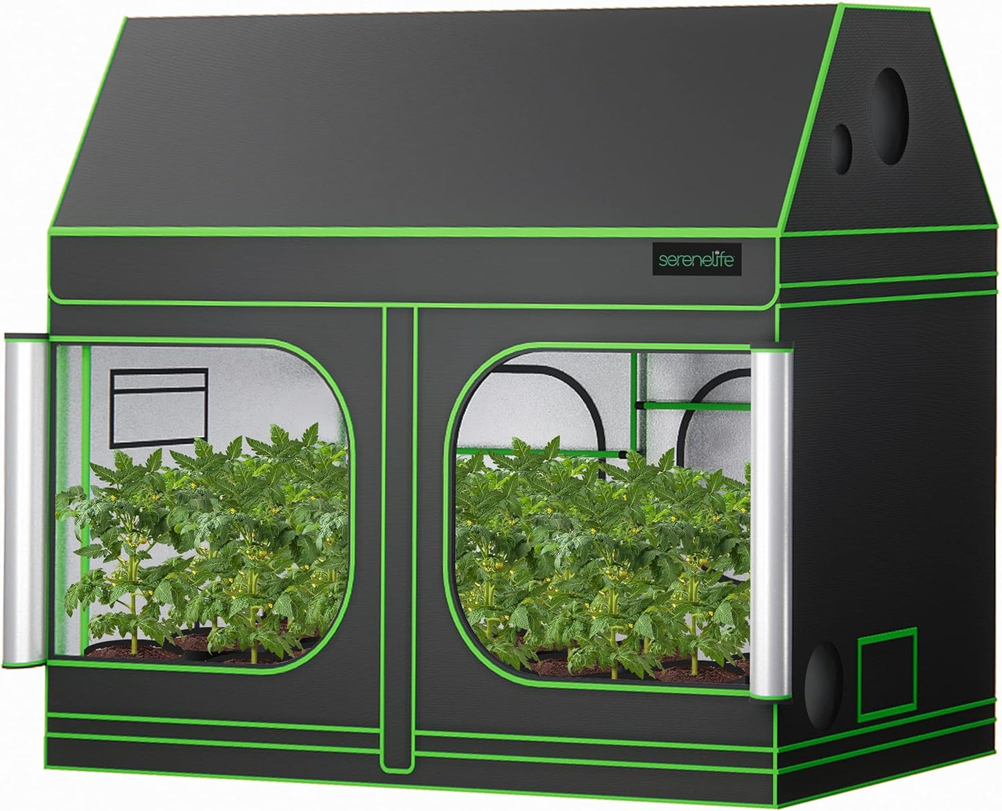 SereneLife 8x4ft Hydroponic Grow Tent: Reflective Mylar, Observation Window