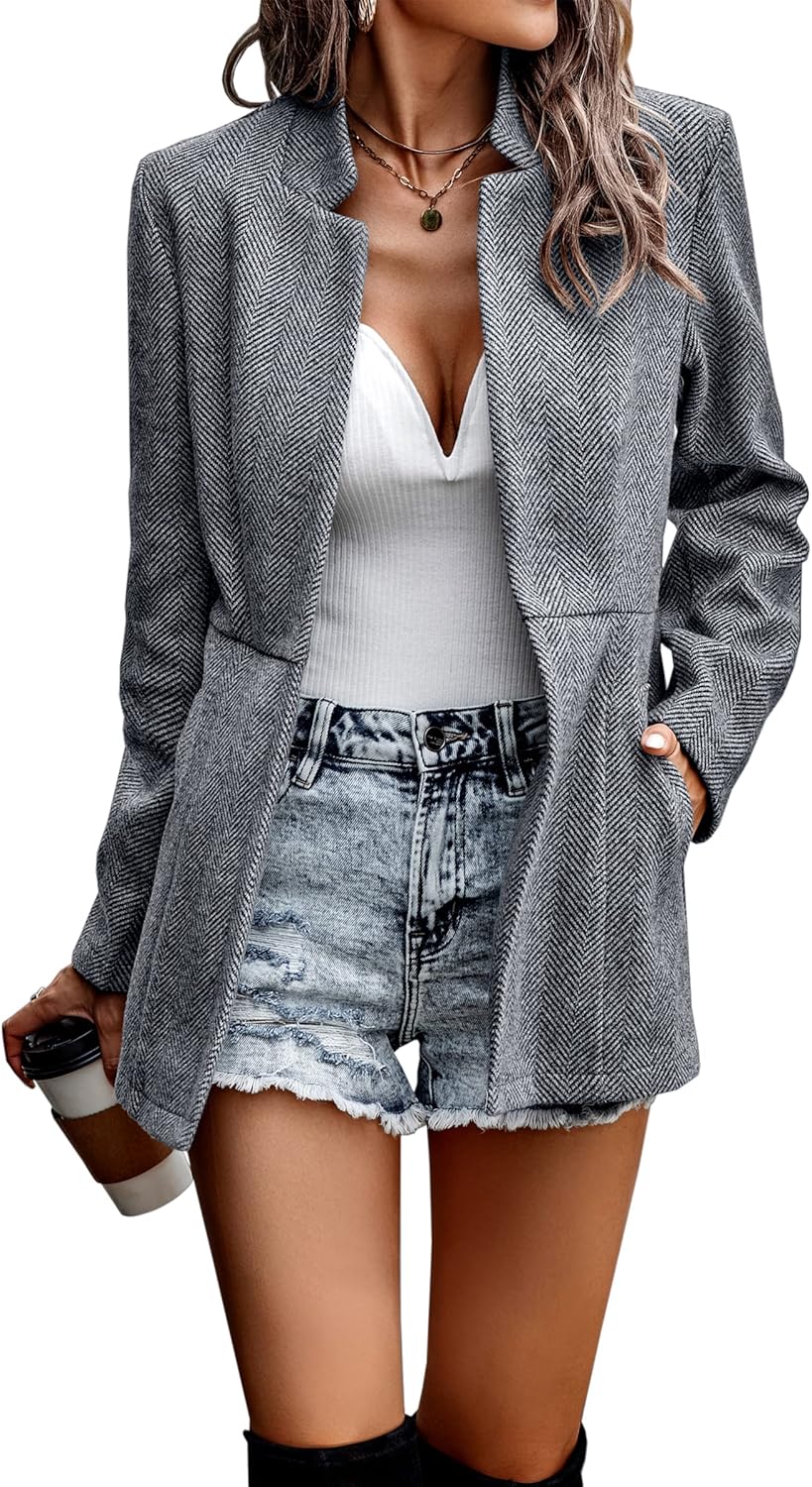 CCTOO Women's Casual Open Front Blazer for Stylish Work Wear
