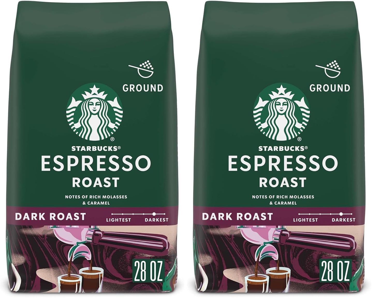 Starbucks Ground Coffee Dark Roast Espresso Roast 100% Arabica