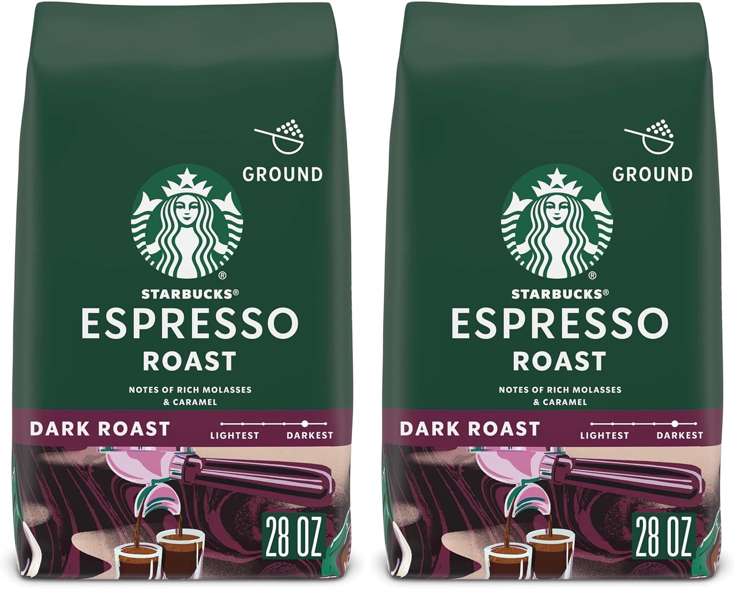 Starbucks Ground Coffee Dark Roast Espresso Roast 100% Arabica