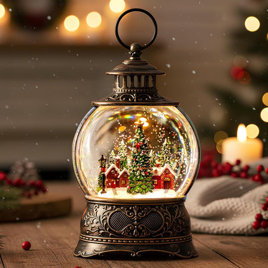 Enchanting Christmas Village Snow Globe with Musical Lights