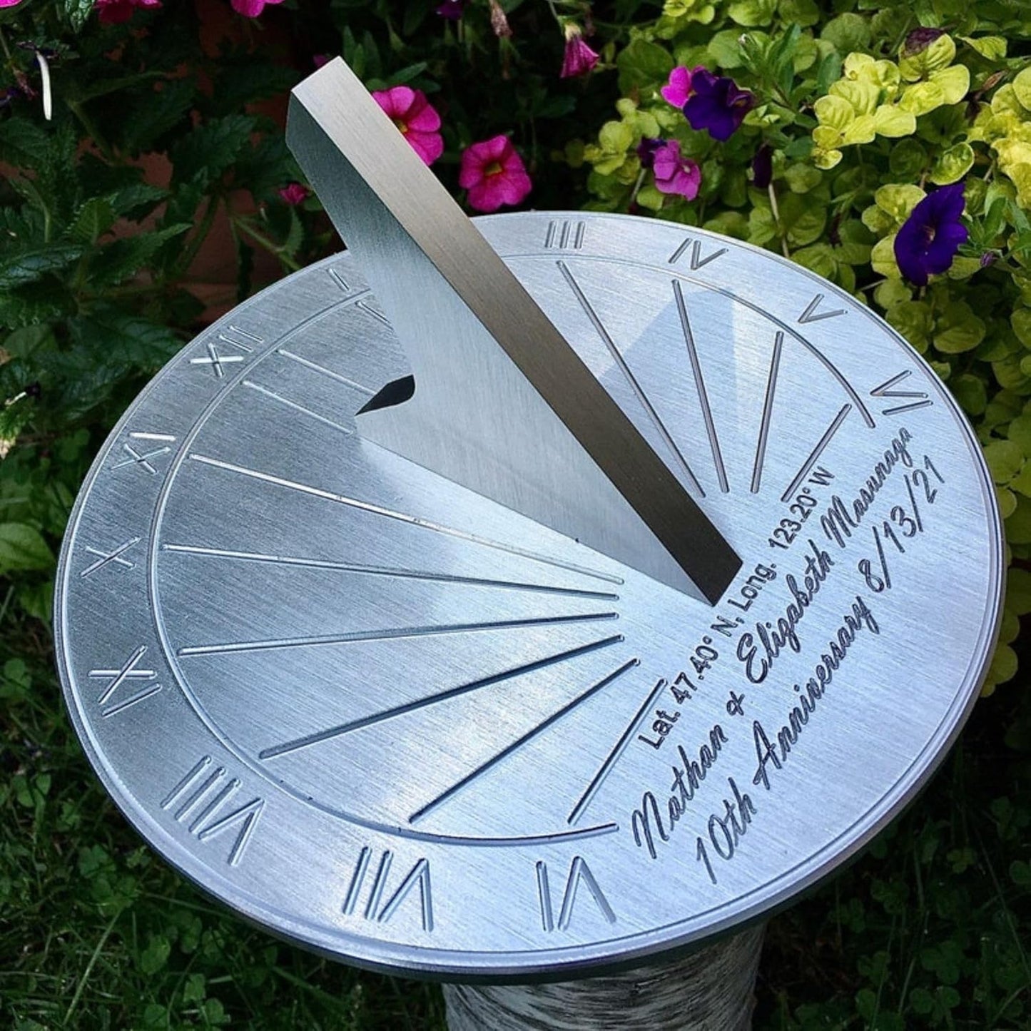 Custom Engraved Sundial for 10 Year Anniversary Gift Ideas