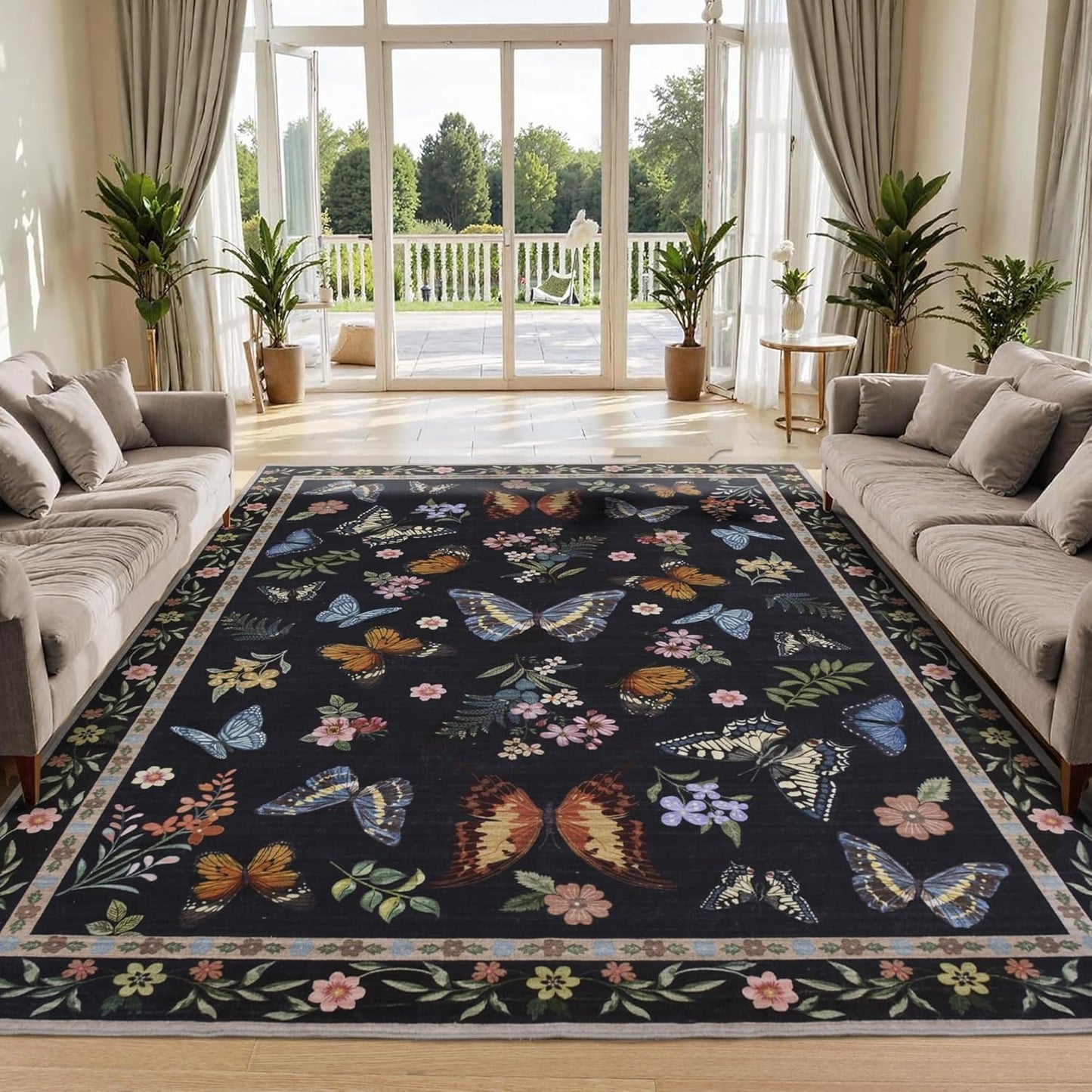 8x10 Area Rugs for Living Room with Insect Print for Style