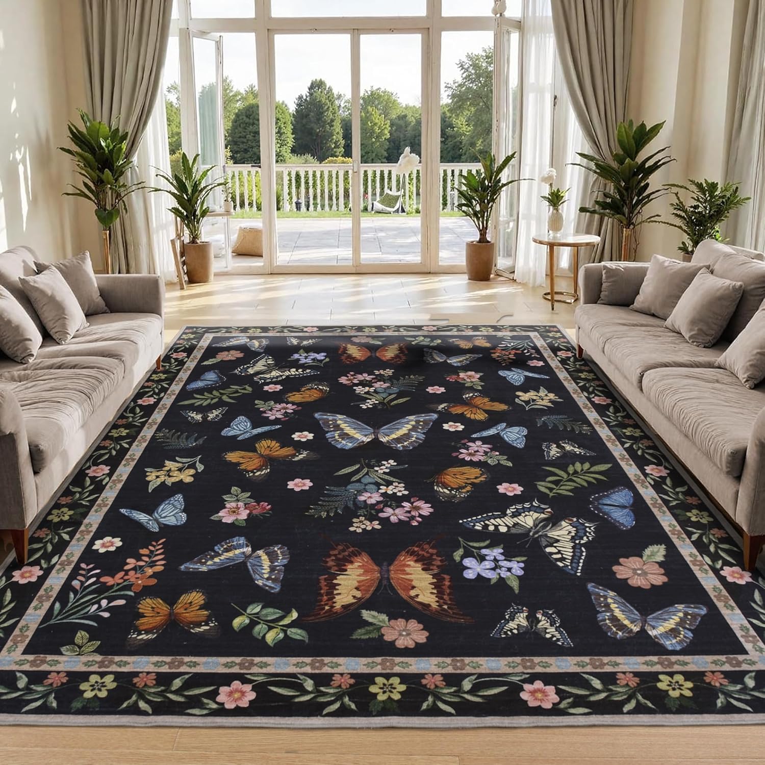 8x10 Area Rugs for Living Room with Insect Print for Style