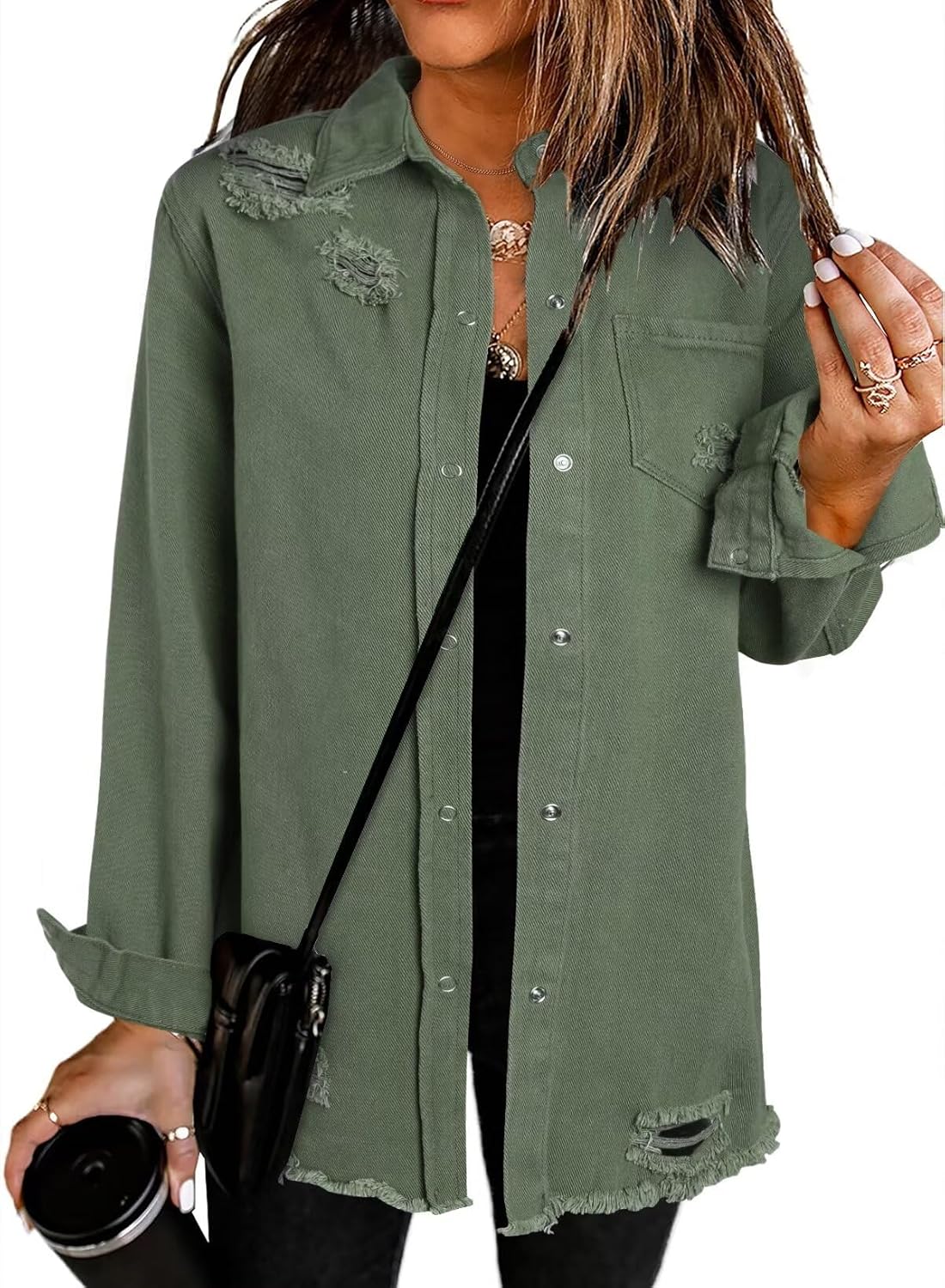 Dokotoo Women's Oversized Denim Jacket for Casual Fall Outfits