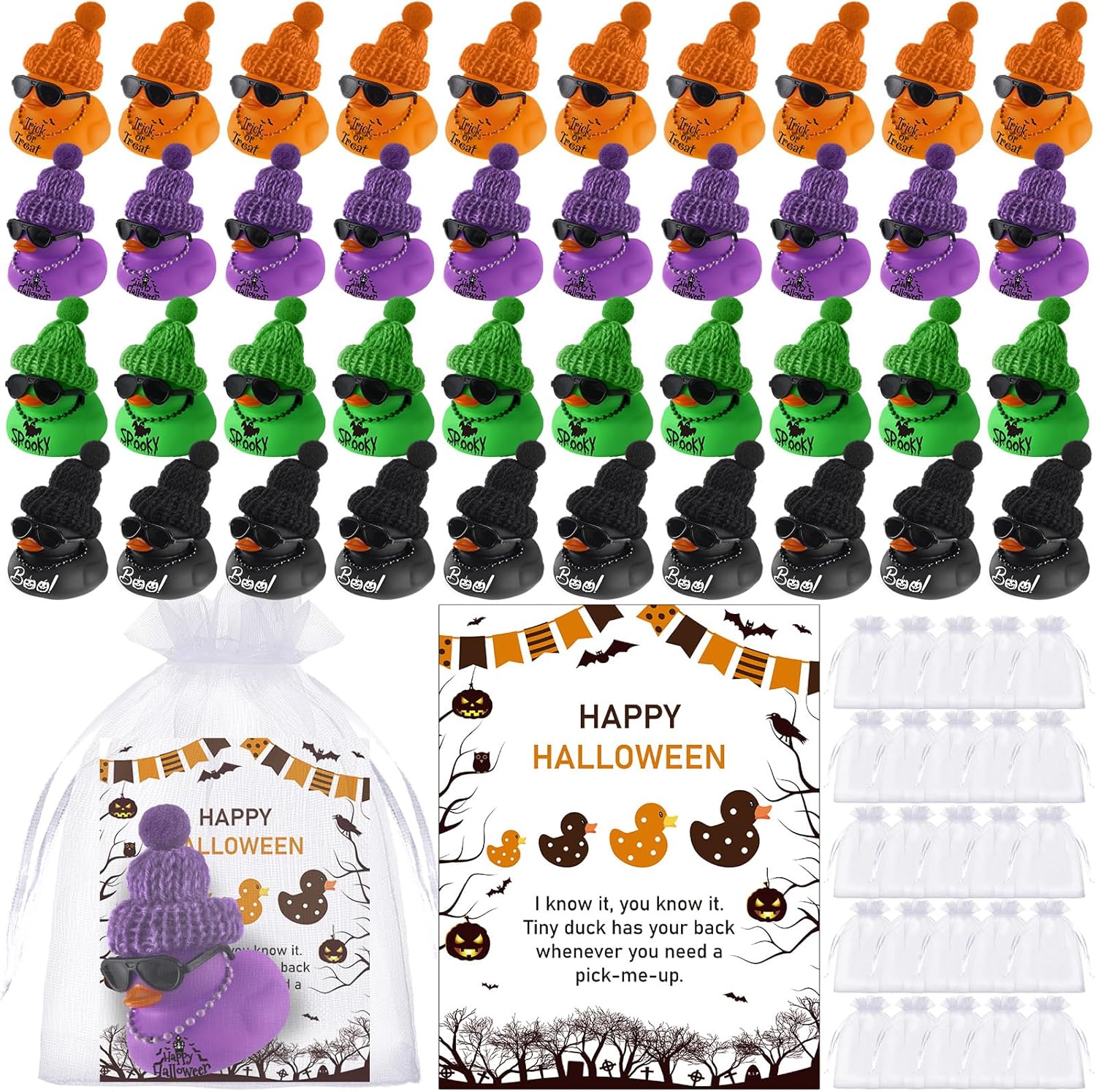 50 Pcs Halloween Rubber Duck Set for Spooky Party Favors
