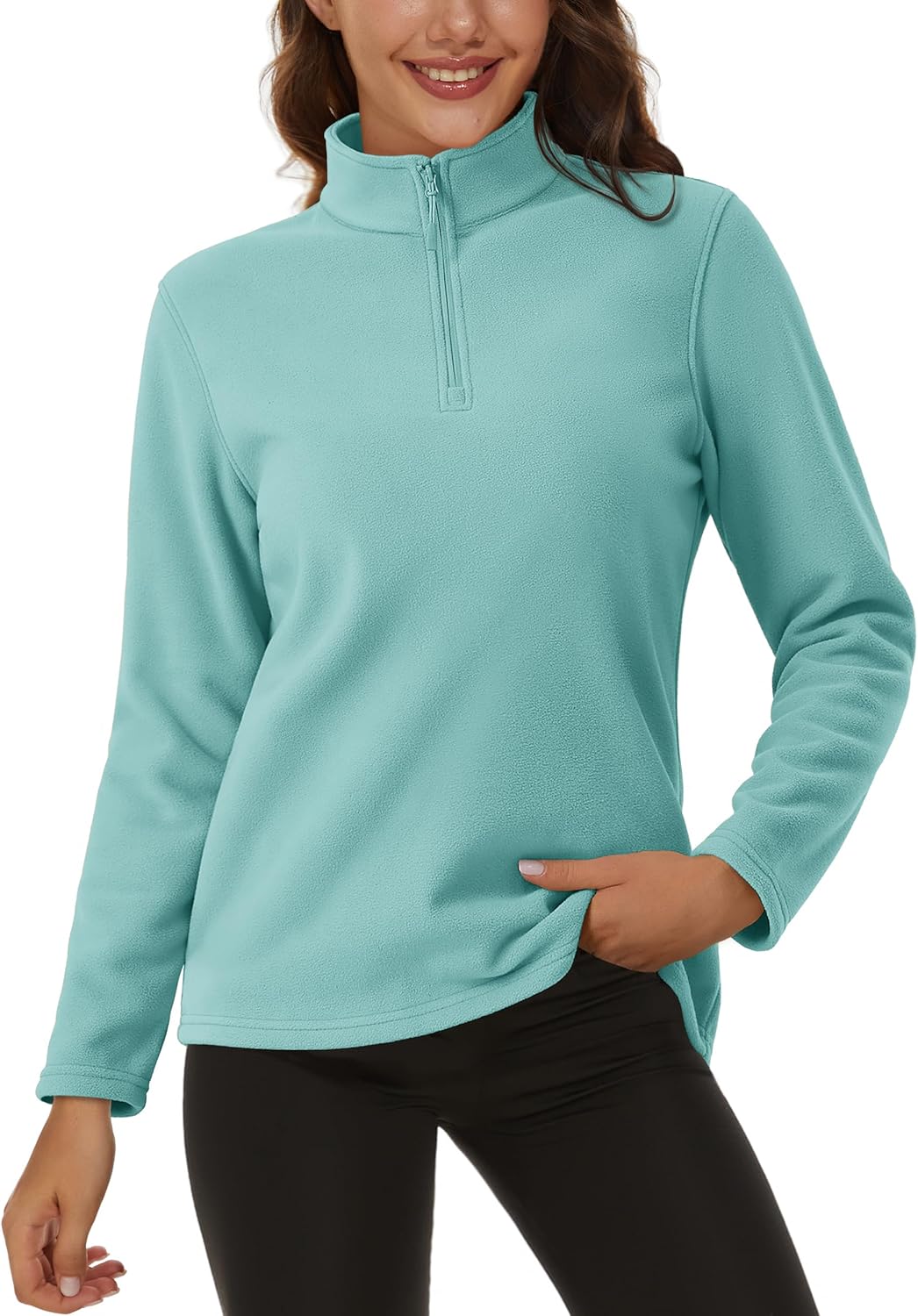MAGCOMSEN Women's Quarter Zip Pullover Fleece Jacket for Comfort