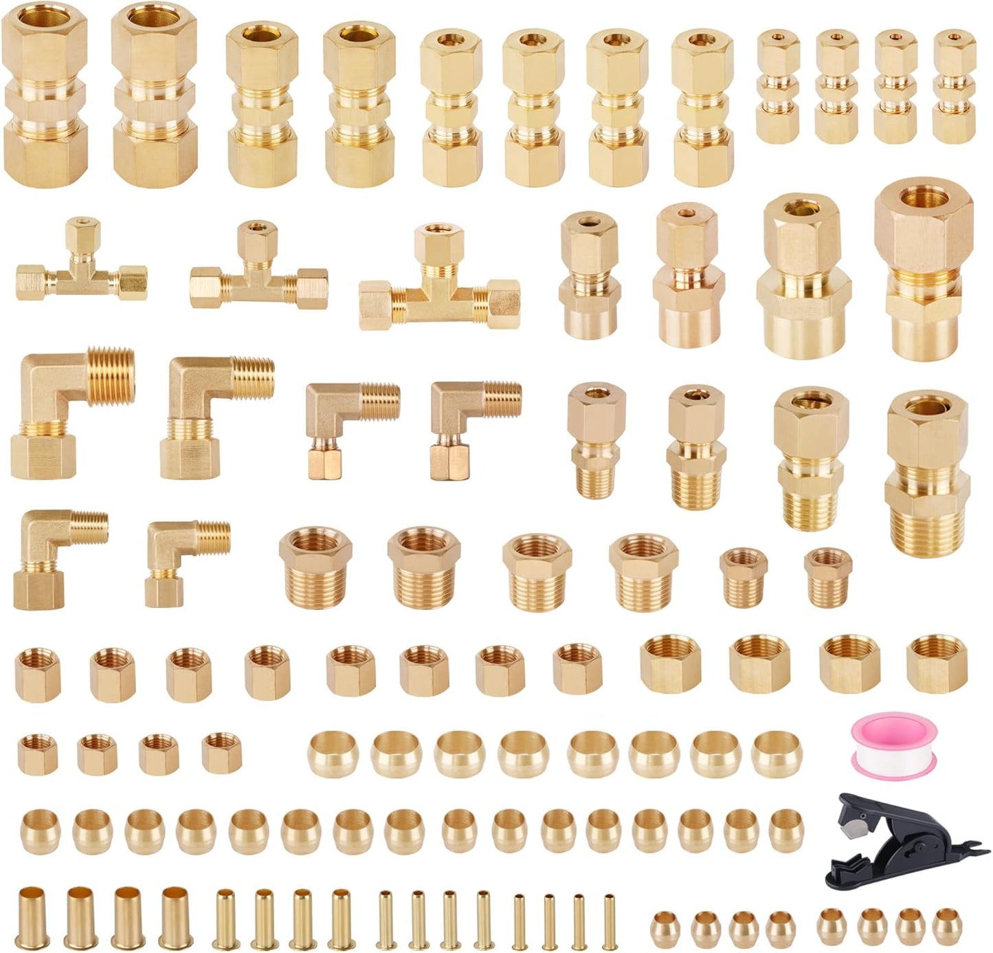 101Pcs Brass Compression Tube Pipe Fittings for Industrial Use