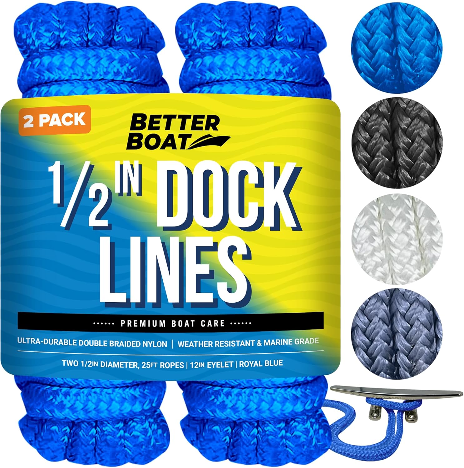 Boat Dock Lines 1/2 Inch Braided Nylon Rope for Mooring