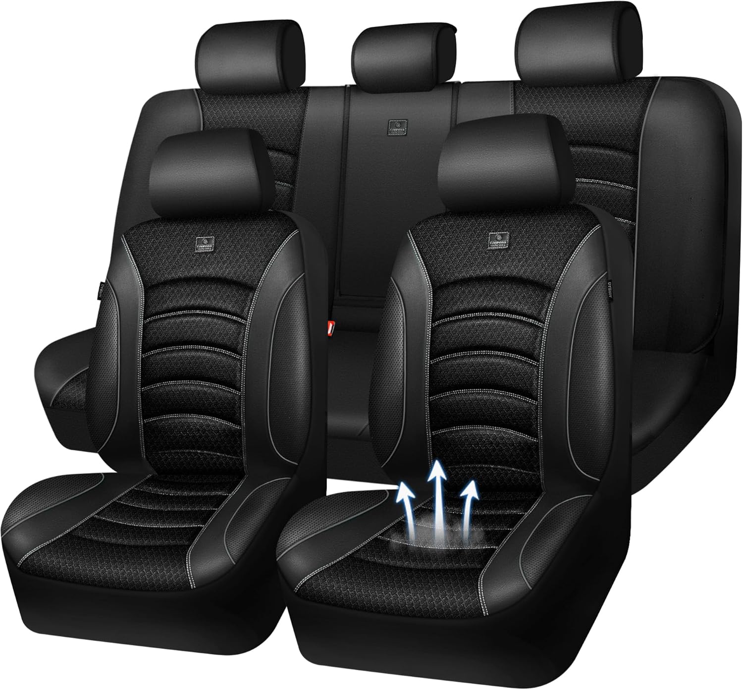 CAR PASS Comfortable 3D Foam Mesh Leather Car Seat Covers Set