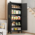 Black Pantry Storage Cabinet 71 in Kitchen Pantry with Doors