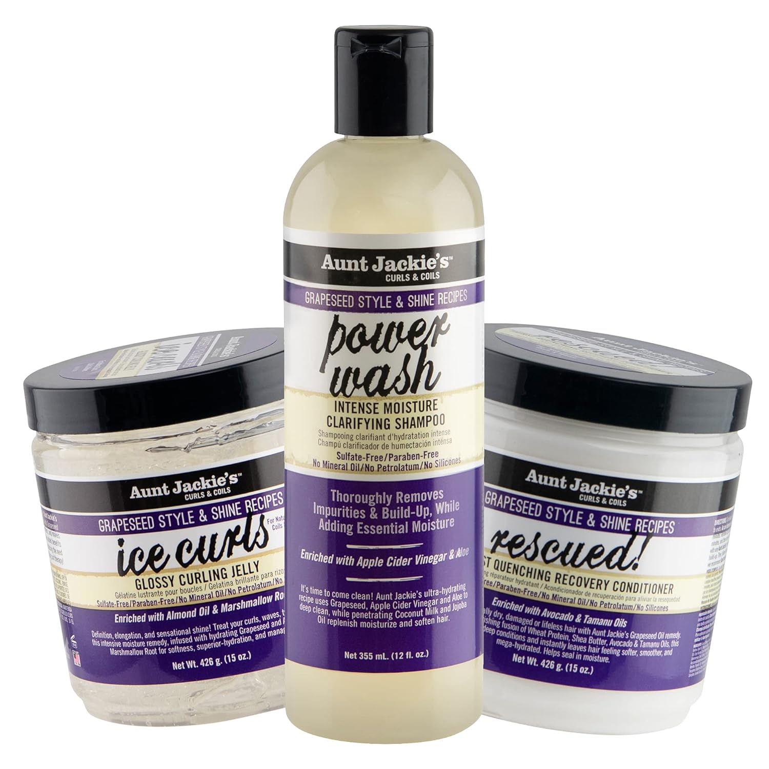 Aunt Jackie's Intense Hydration Trio: Almond Oil & Marshmallow Root
