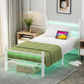 Twin Size Bed Frame with Charging Ports & LED Lights - Smart